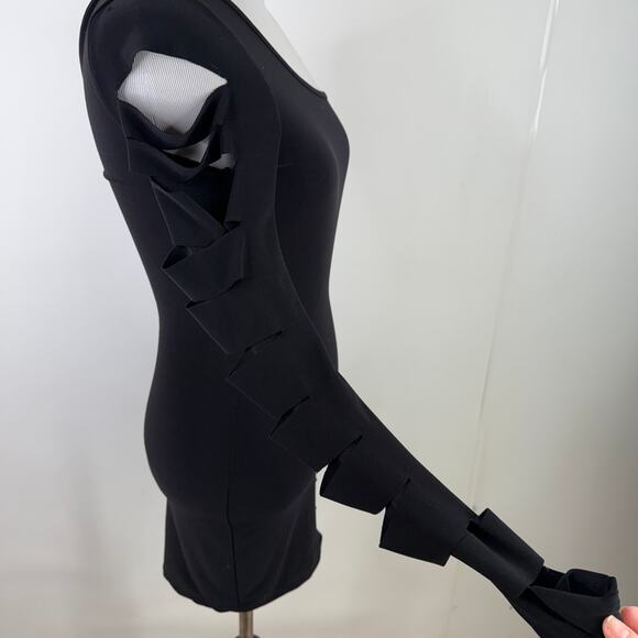 Vegas Royalty Black One Shoulder Cutout Mini Bodycon Dress Size Small - Picture 2 of 9